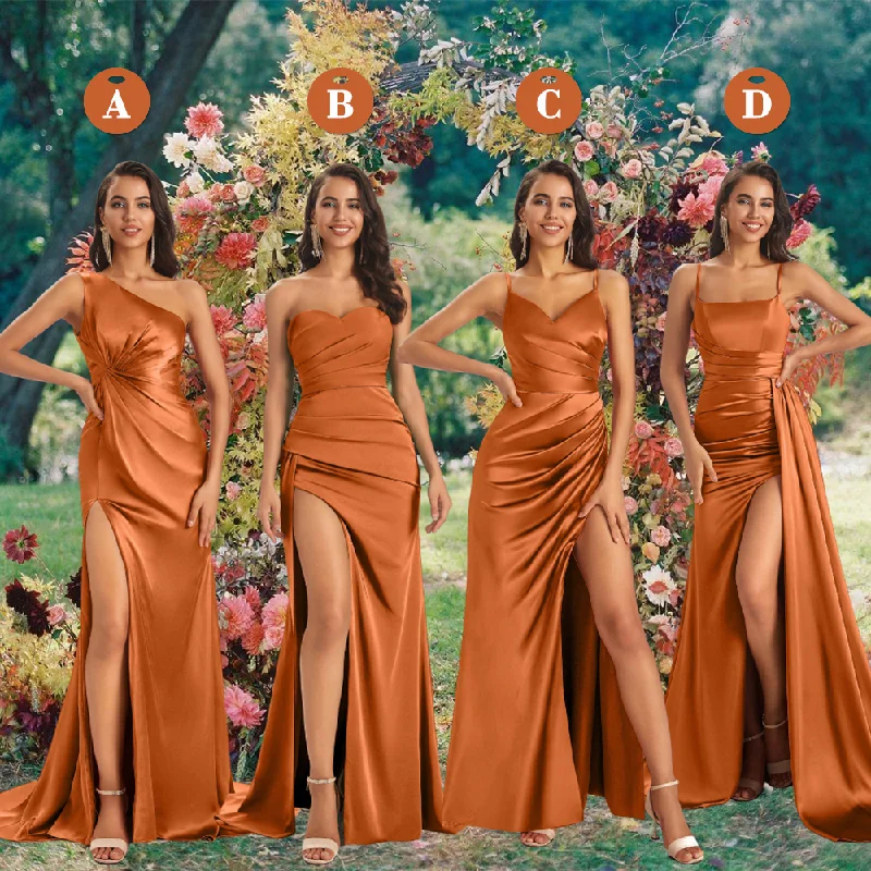 Holiday Sale Mix And Match Burnt Orange Sexy Mermaid Satin Long Maid of Honor Dresses Holiday Sale Mix And Match Burnt Orange Sexy Mermaid Satin Long Maid of Honor Dresses