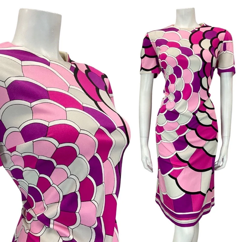 Exclusive Savings VINTAGE 60s 70s PINK PURPLE GREY SCALES PETAL MOD SHORT-SLEEVE DRESS 14 16 Exclusive Savings VINTAGE 60s 70s PINK PURPLE GREY SCALES PETAL MOD SHORT-SLEEVE DRESS 14 16