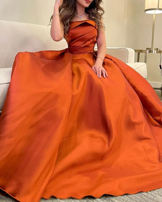 Best Deals Long Ruched Satin Strapless Dress