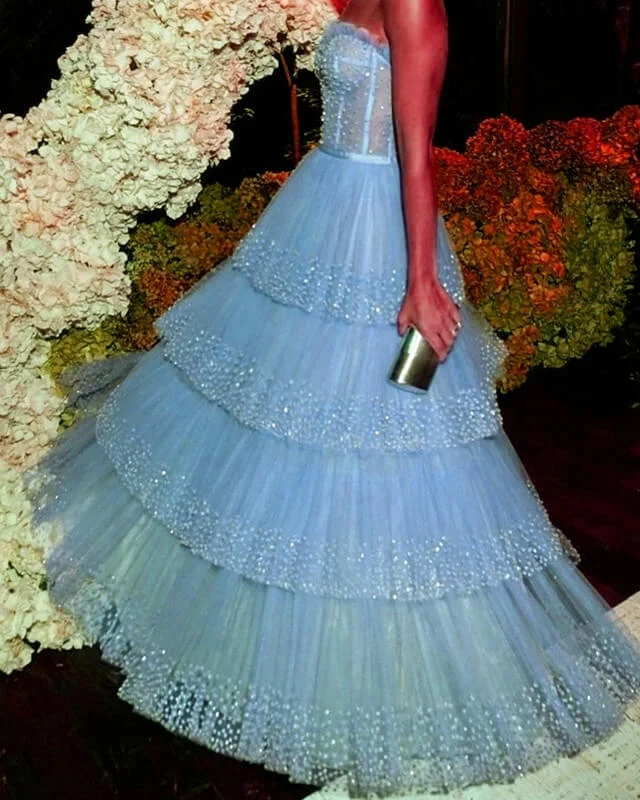 Instant Discount Beaded Sweetheart Corset Ruffles Prom Dresses