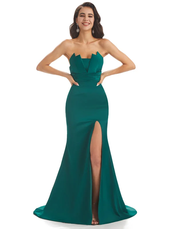 Deal Alert Sexy Side Slit Soft Satin African Modern Long Mermaid Bridesmaid Dresses Deal Alert Sexy Side Slit Soft Satin African Modern Long Mermaid Bridesmaid Dresses