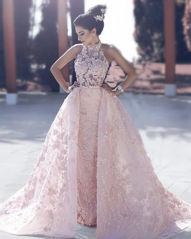 Year-End Sale Lace Mermaid Prom Dresses Removable Skirt