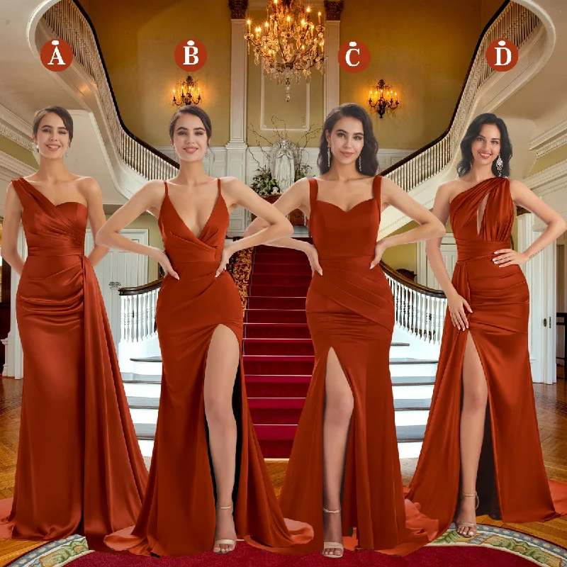 Loyalty Reward Mismatched Rust Sexy Side Slit Mermaid Soft Satin Long Bridesmaid Dresses Online Loyalty Reward Mismatched Rust Sexy Side Slit Mermaid Soft Satin Long Bridesmaid Dresses Online