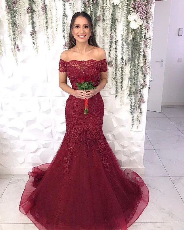 Value Deals Tulle Mermaid Appliques Dresses Off The Shoulder