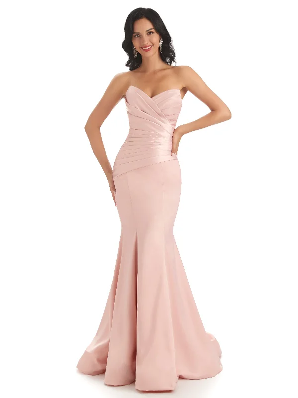 Final Markdown Sexy Soft Satin Sweetheart Unique Floor-Length Long Mermaid Bridesmaid Dresses Final Markdown Sexy Soft Satin Sweetheart Unique Floor-Length Long Mermaid Bridesmaid Dresses