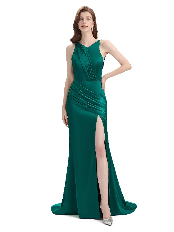 Final Markdown Sexy Backless Mermaid Side Slit Soft Satin Floor-Length Mermaid Bridesmaid Dresses Final Markdown Sexy Backless Mermaid Side Slit Soft Satin Floor-Length Mermaid Bridesmaid Dresses