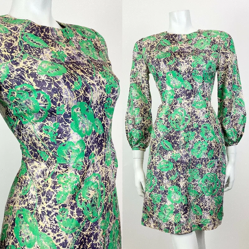 Exclusive Deal VINTAGE 60s STYLE 90s GREEN PURPLE CREAM PSYCHEDELIC FLORAL ROSE MOD DRESS 8 10 Exclusive Deal VINTAGE 60s STYLE 90s GREEN PURPLE CREAM PSYCHEDELIC FLORAL ROSE MOD DRESS 8 10