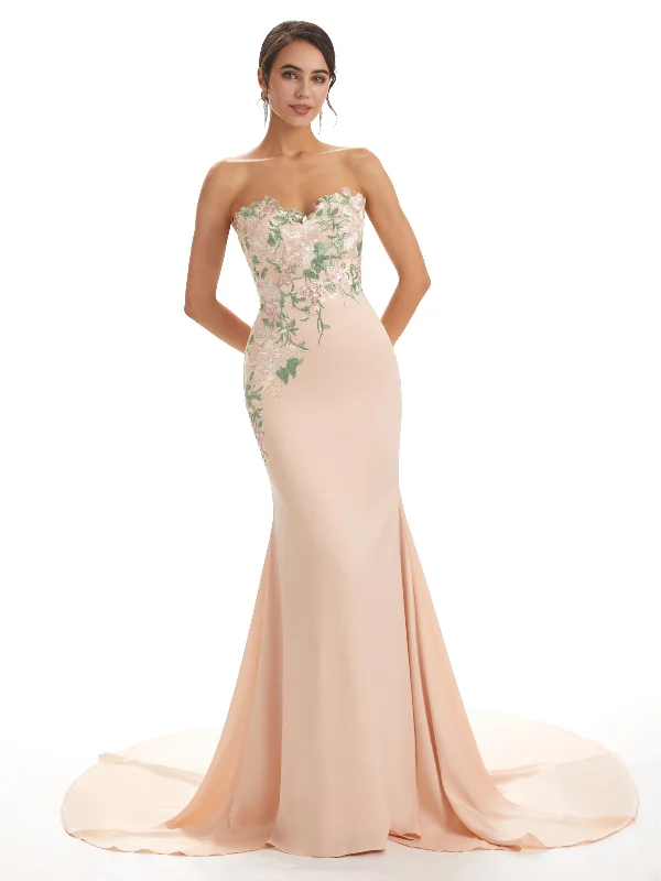 Special Offer Cute Sweetheart Soft Satin Floral Lace Mermaid Long Bridesmaid Dresses Special Offer Cute Sweetheart Soft Satin Floral Lace Mermaid Long Bridesmaid Dresses