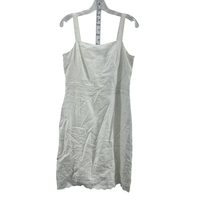 Blowout Deals Ann Taylor White Linen Women's Midi Tank Dress A-Line Size 10 Preowned