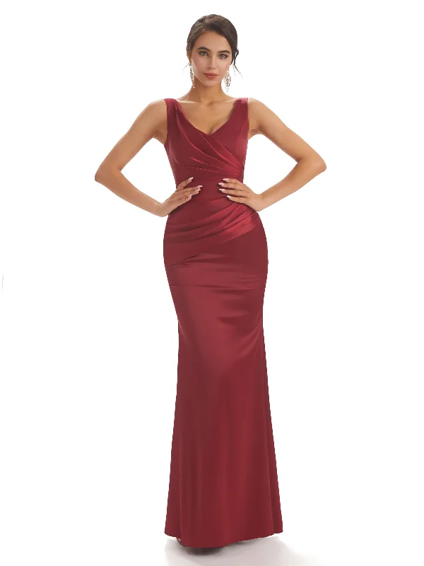 Great Bargains Sexy Soft Satin V-neck Floor-Length Long Unique Mermaid Bridesmaid Dresses Great Bargains Sexy Soft Satin V-neck Floor-Length Long Unique Mermaid Bridesmaid Dresses
