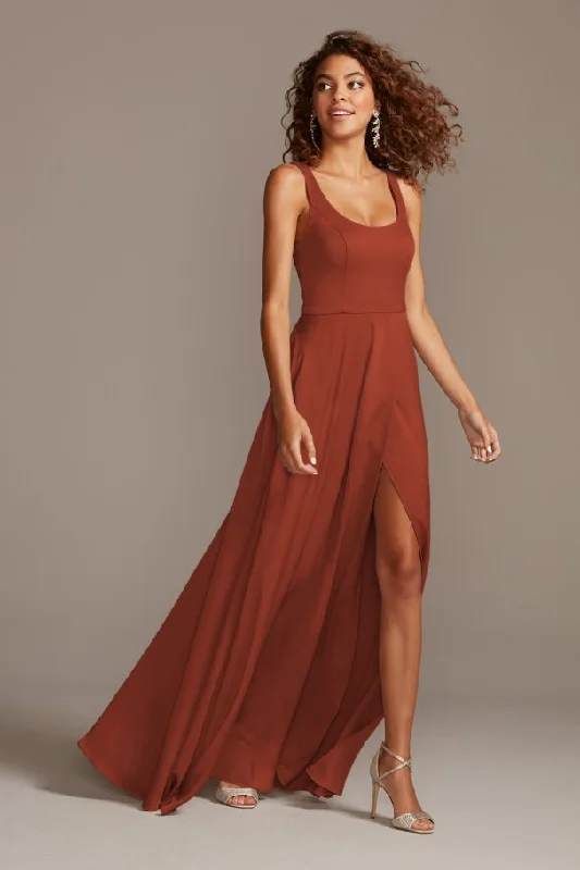 Price Buster David's Bridal F20098/ crepe-back satin scoop tank bridesmaid dress