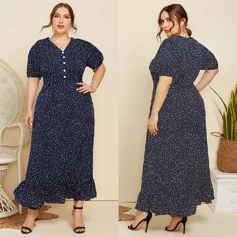 Reduced Prices Large Size Women Summer Polka Dot Dress