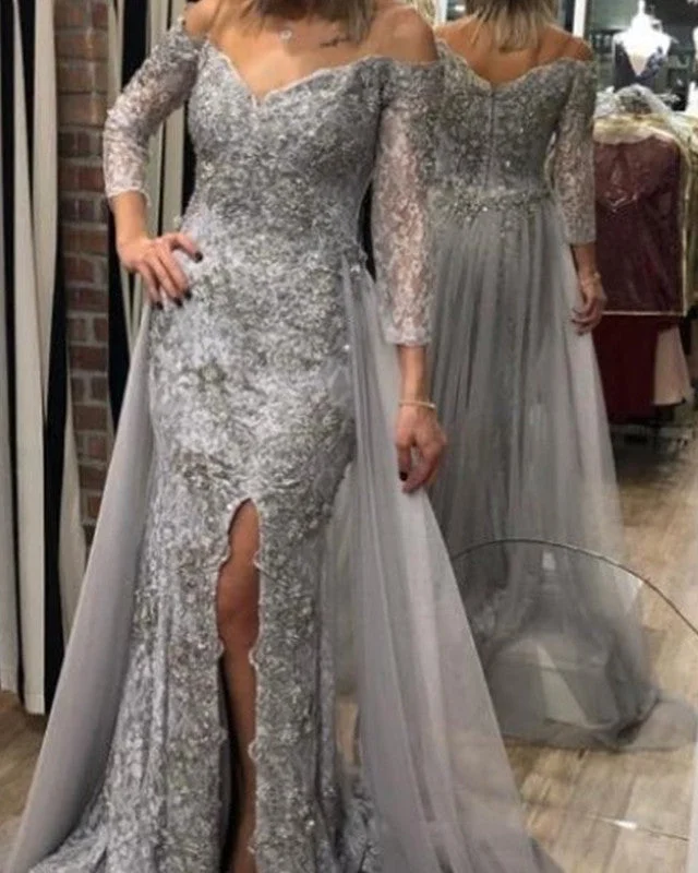 Bargain Bin Lace Mermaid Evening Dress Removable Train Off The Shoulder