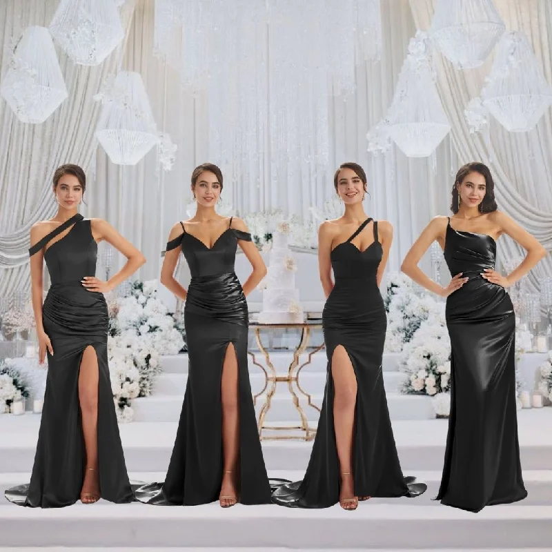 Bargain Bin Black Sexy Chic Silky Mismatched Soft Satin Mermaid Long Bridesmaid Dresses Online Bargain Bin Black Sexy Chic Silky Mismatched Soft Satin Mermaid Long Bridesmaid Dresses Online