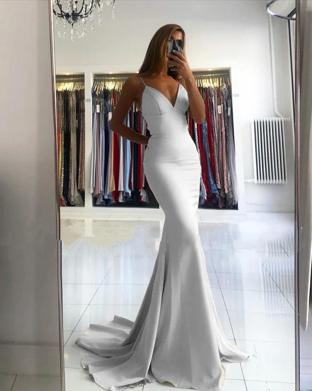 Massive Deals Mermaid Corset Prom Dresses V Neck Cross Back