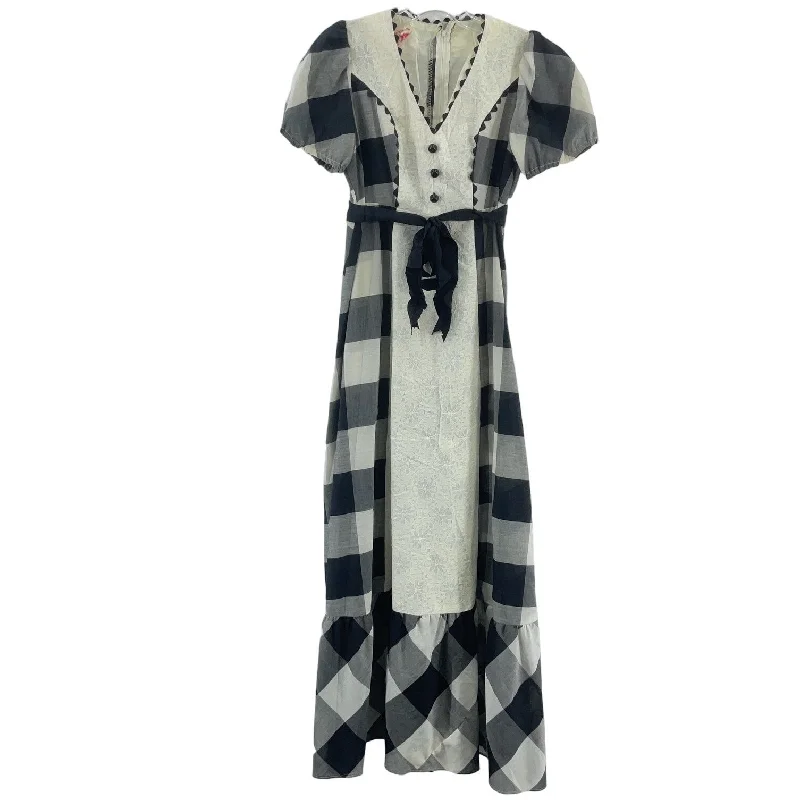 Bargain Prices University Park VTG 70s Black Gingham Waist Tie Maxi Dress Women’s 7P Preowned