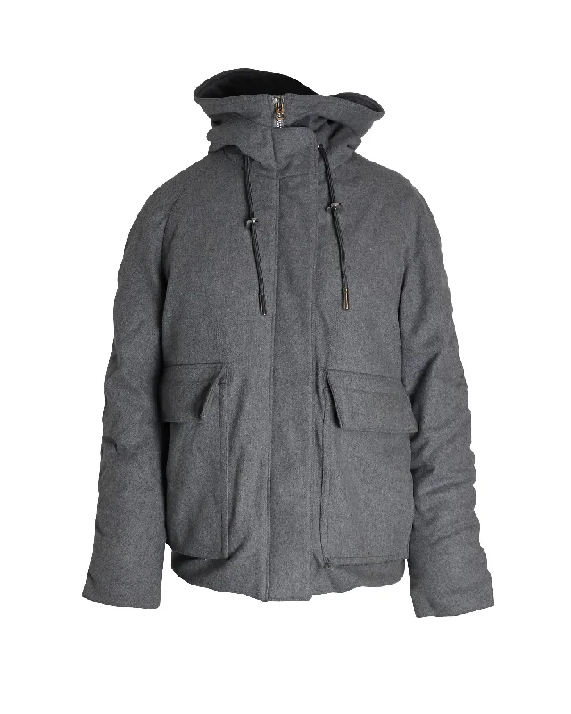 Overstock Acne Studios Asa Puffed Hooded Winter Jacket in Grey Wool
