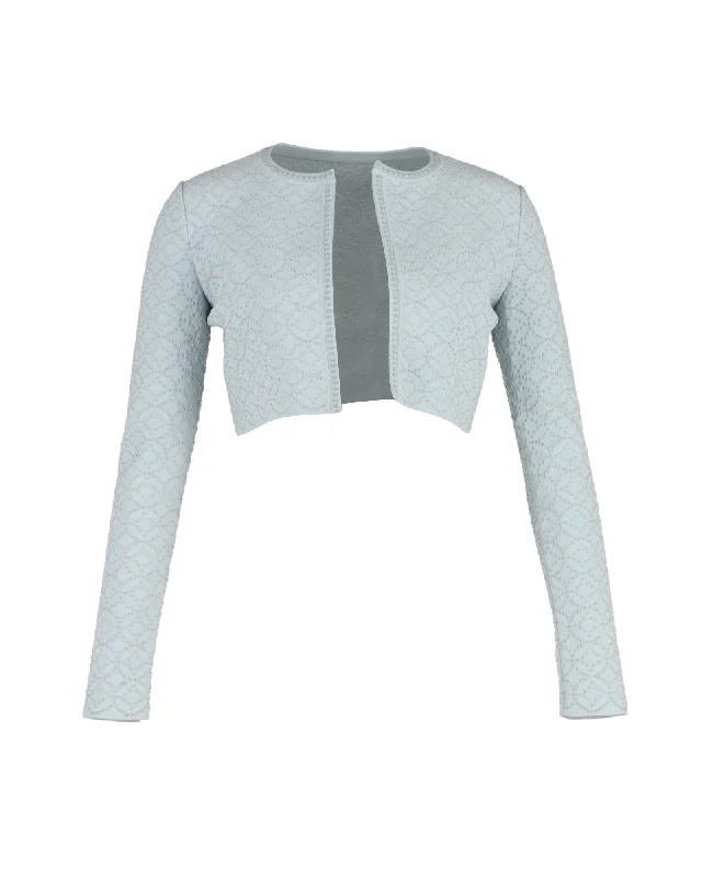 Sale Event Alaia Cropped Open-Front Jacket in Blue Polyester