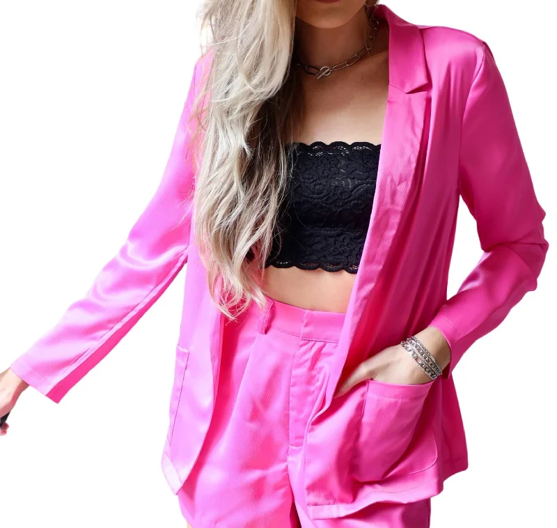 Act Fast All Of The Lights Blazer In Hot Pink