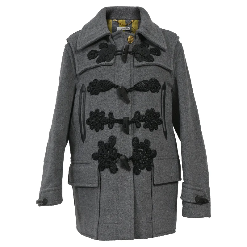 Limited Time Offer Altuzarra Applique Single-Breasted Coat in Grey Wool