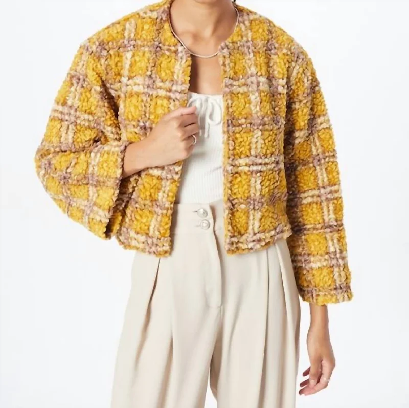 Discount Days Arlene Plaid Jacket In Mustard