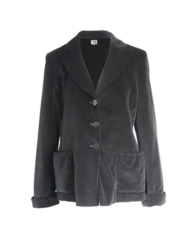 Unmissable Offer Armani Collezioni Velvet Blazer in Black Cotton