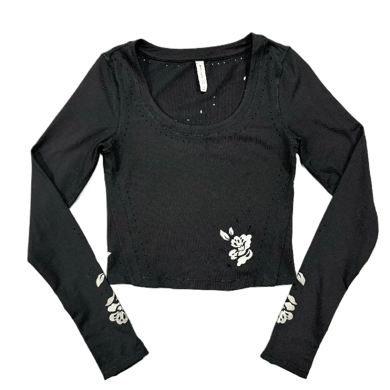Weekend Deal Athletic Top Long Sleeve Collar By Athleta In Black & Silver, Size: Xs