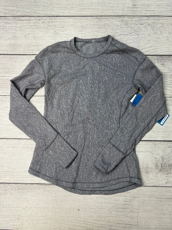 Online Only Athletic Top Long Sleeve Collar By Lululemon In Grey, Size: S