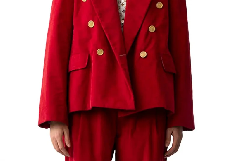 Anniversary Sale Augusta Corduroy Blazer In Red Ruby