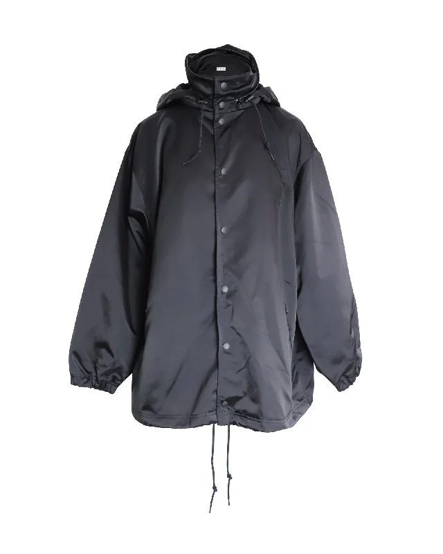 Deal Dash Balenciaga Back Symbol Logo Windbreaker in Black Polyamide