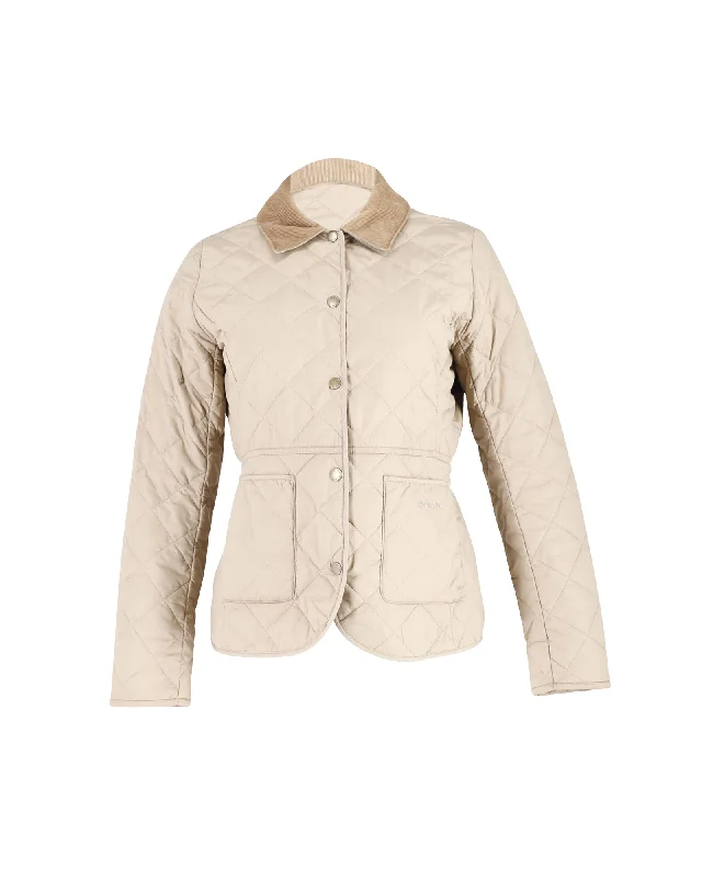 Act Now Barbour Deveron Quilted Jacket in Beige Polyester