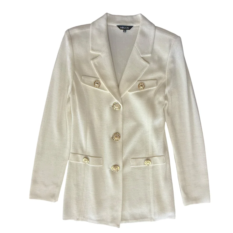 Don't Miss Dressed Up Button-Front Jacket By Misook In Cream, Size: Xs