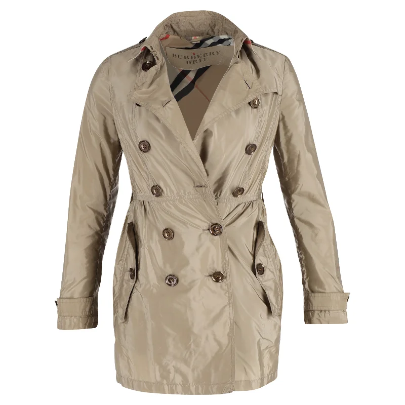 Shop and Save Burberry Brit Rain Trench Coat in Brown Polyester