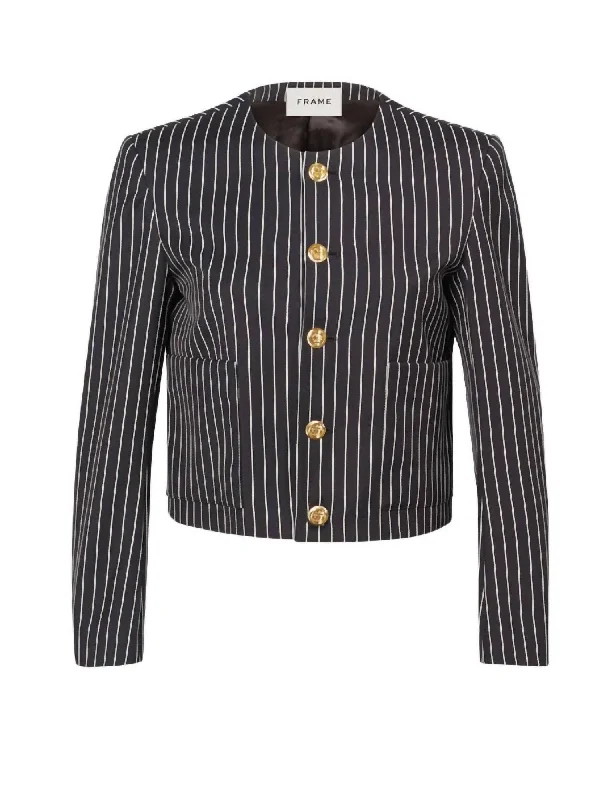 Midnight Madness Button Front Jacket In Dark Navy Multi