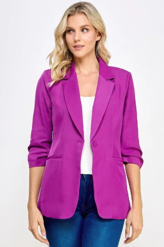 Best Bargains Buttoned Detail 3/4 Sleeve Blazer