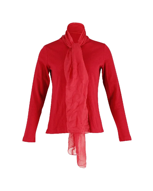 Fantastic Offers Carolina Herrera Sweater with Scarf in Red Cotton