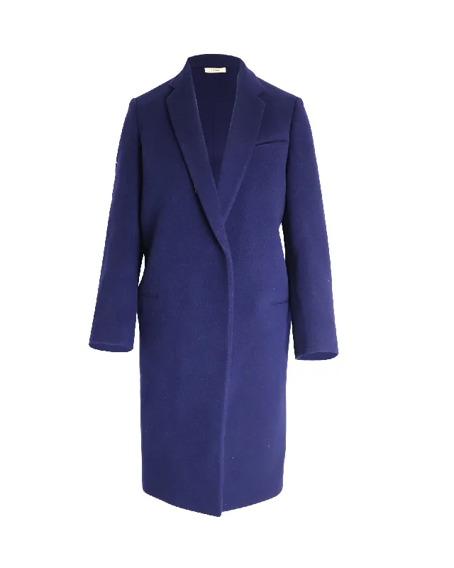 Huge Discounts Celine Open-Front Coat in Blue Wool