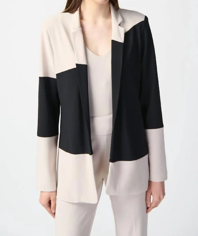 Huge Discounts Color Block Straight Blazer In Moonstone Block