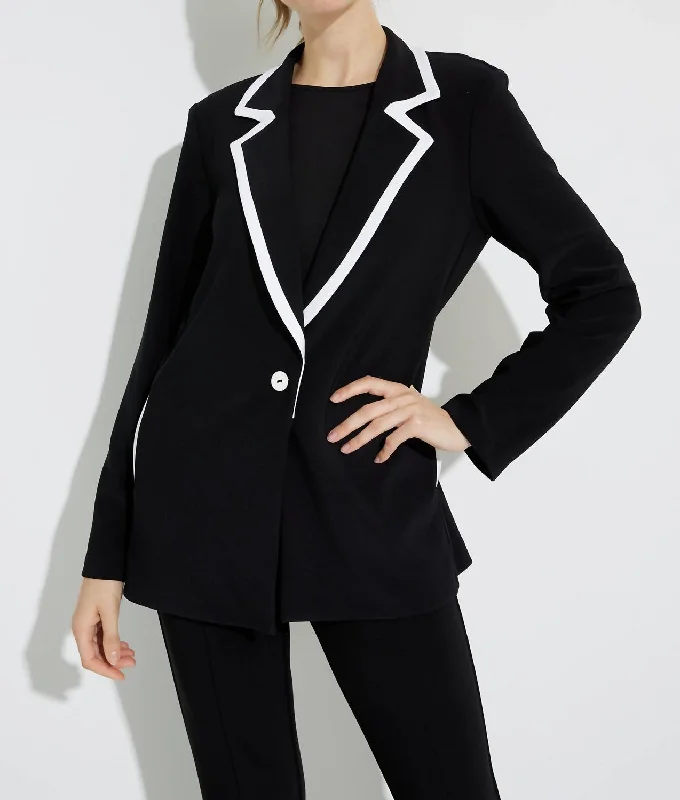 Limited Time Offer Contrast Lapel Blazer In Black/white