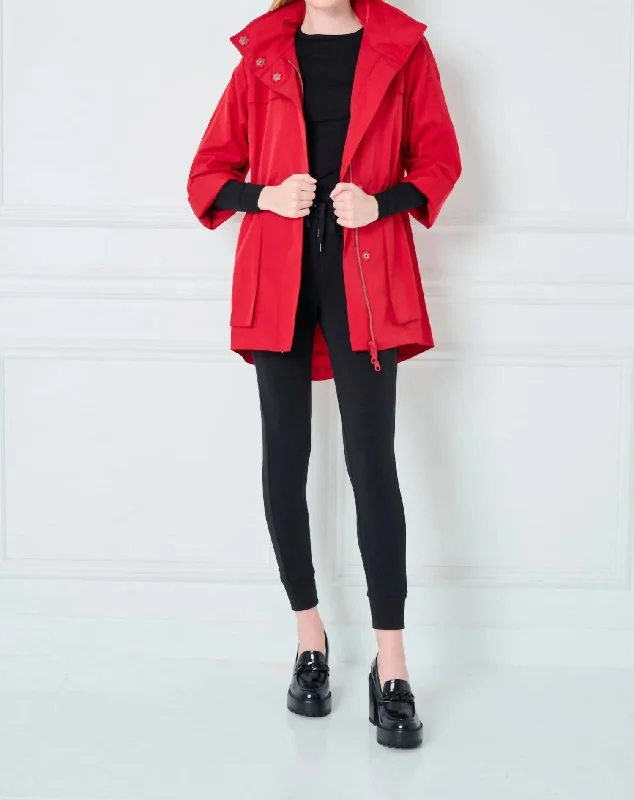Big Savings Crinkle Rain Jacket In Cherry Red