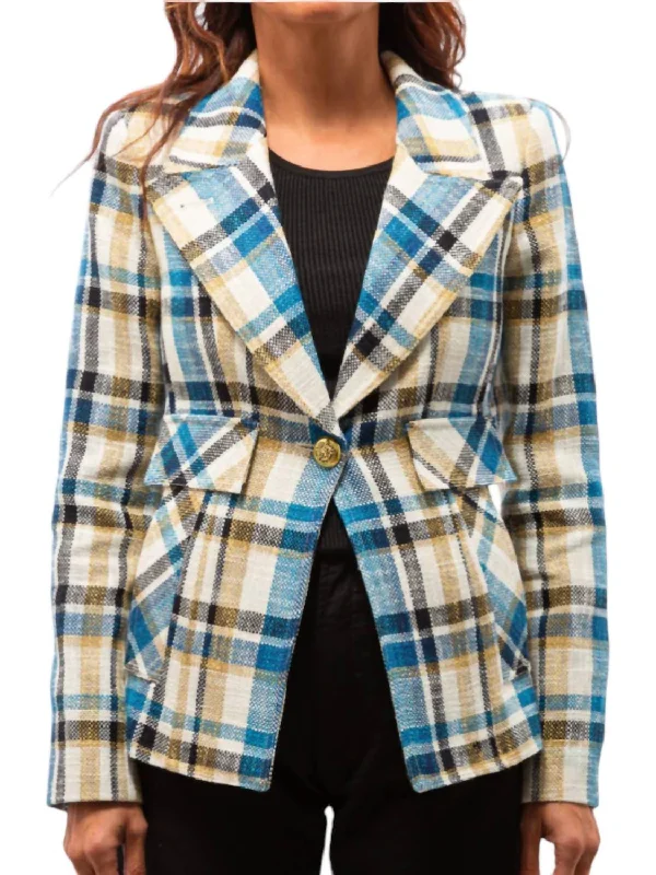 Cut-Away Blazer In Summer Plaid