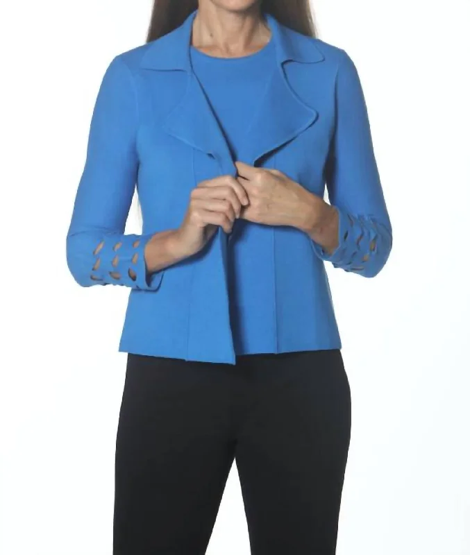Seasonal Sale Cutwork Cuff Jacket In Marine Blue