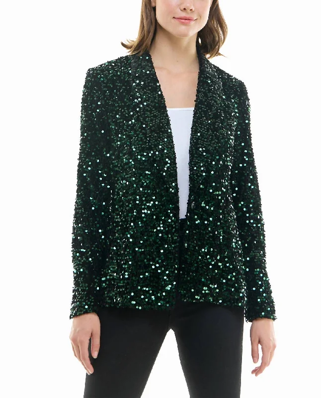 Special Savings Dani Velvet Sequin Jacket In Emerald