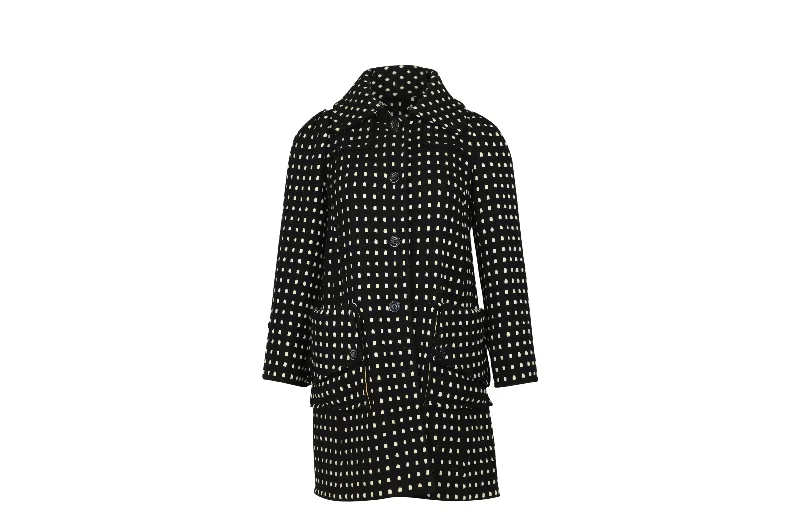 Deal Explosion Diane Von Furstenberg Polka Dot Trench Coat in Black Wool