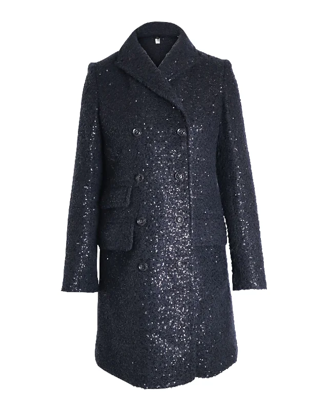 Customer Appreciation Sale Diane Von Furstenberg Sequined Coat in Black Mohair