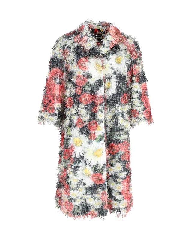 Stock Clearance Dolce & Gabbana Fil Coupé Coat in Floral Print Polyester