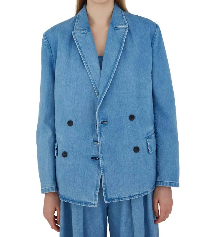 Inventory Reduction Double Box Jacket In Light Blue Denim