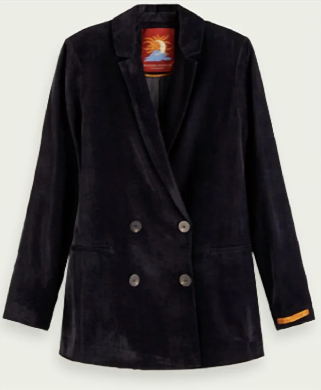 Year-End Clearance Double Breasted Blazer In Black