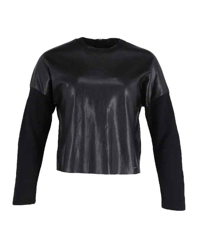Markdowns Dsquared2 Faux Leather Jumper in Black Polyester