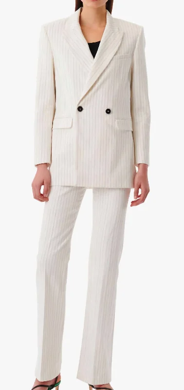 Massive Deals Edda Striped Suit Jacket In Off White/black